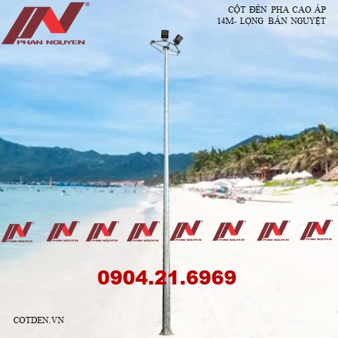 Cột đèn pha cao áp 14m lắp lọng bán nguyệt