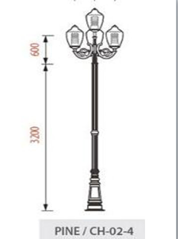 Cột đèn sân vườn PINE lắp tay chùm CH02 - 4 bóng