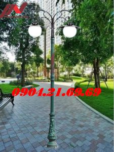 Cột đèn sân vườn Bamboo lắp tay chùm 2 bóng